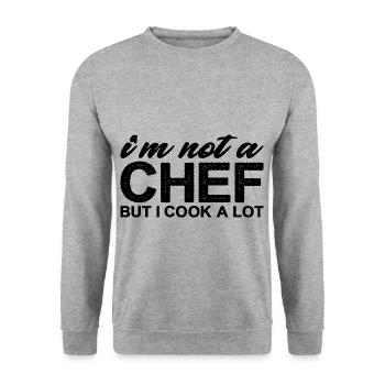 I'm Not A Chef But I Cook A Lot 3 - Unisex Pullover - Weißgrau meliert - Vorne - Alina (178cm) & Michal (187cm)