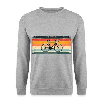 Retro Sunset Aesthetic Bike Reifen Fahrrad - Unisex Pullover - Weißgrau meliert - Vorne - Alina (178cm) & Michal (187cm)