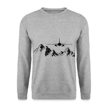 Flugzeug Piloten Fliegen Luftfahrt Flug Flugzeuge - Unisex Pullover - Weißgrau meliert - Vorne - Alina (178cm) & Michal (187cm)