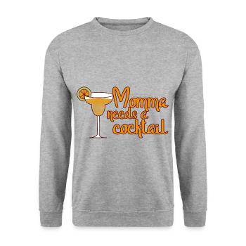 Momma Needs A Cocktail - Unisex Pullover - Weißgrau meliert - Vorne - Alina (178cm) & Michal (187cm)