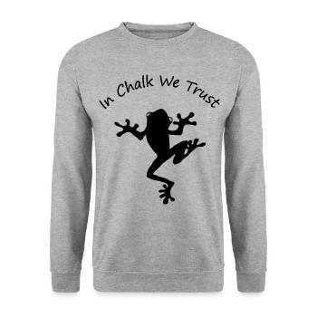 Bouldering Escalade Boulder Frog In Chalk We Trust - Sweat-shirt Unisexe - gris chiné - Devant - Alina (178cm) & Michal (187cm)