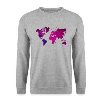 purple world map - Unisex Sweatshirt - salt & pepper - Front - Alina (178cm) & Michal (187cm)