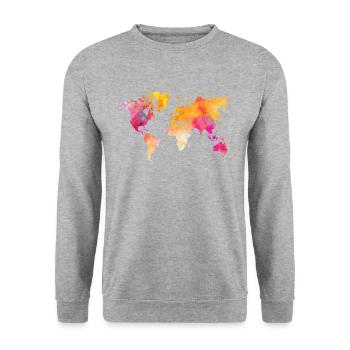 world map - Unisex Sweatshirt - salt & pepper - Front - Alina (178cm) & Michal (187cm)