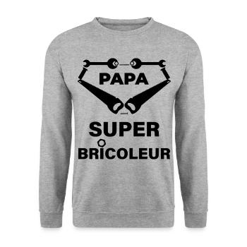 Papa bricolage, idée cadeau pour papa bricoleur - Sweat-shirt Unisexe - gris chiné - Devant - Alina (178cm) & Michal (187cm)