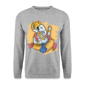 Indien Inder Hindu Ganesha Gott Land I Geschenk - Unisex Pullover - Weißgrau meliert - Vorne - Alina (178cm) & Michal (187cm)