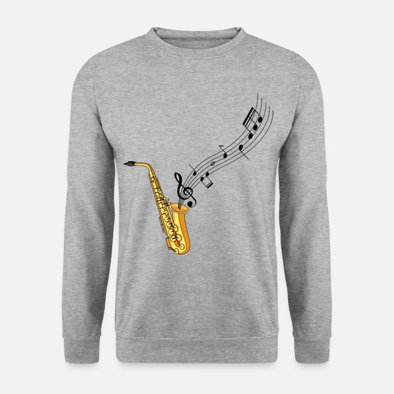 Saxophon - Unisex Pullover - Weißgrau meliert