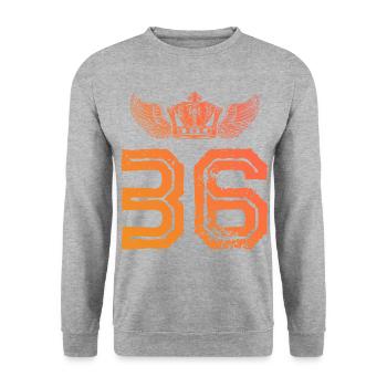 36 Number crown - Unisex Sweatshirt - salt & pepper - Front - Alina (178cm) & Michal (187cm)