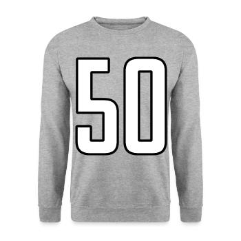 50 ans 50s idée cadeau - Sweat-shirt Unisexe - gris chiné - Devant - Alina (178cm) & Michal (187cm)
