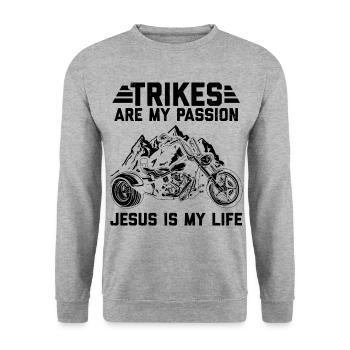 | de moto Trike Trikes Triker Motos Cadeau - Sweat-shirt Unisexe - gris chiné - Devant - Alina (178cm) & Michal (187cm)