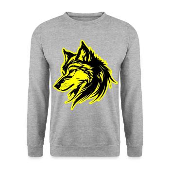 Wolf Silhouette - Unisex Pullover - Weißgrau meliert - Vorne - Alina (178cm) & Michal (187cm)