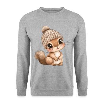 écureuil mignon mignon bébé mignon enfants dessin animé animal - Sweat-shirt Unisexe - gris chiné - Devant - Alina (178cm) & Michal (187cm)