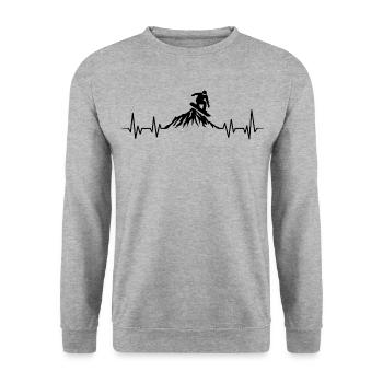 Snowboard-Herzschlag-Snowboarden - Unisex Pullover - Weißgrau meliert - Vorne - Alina (178cm) & Michal (187cm)