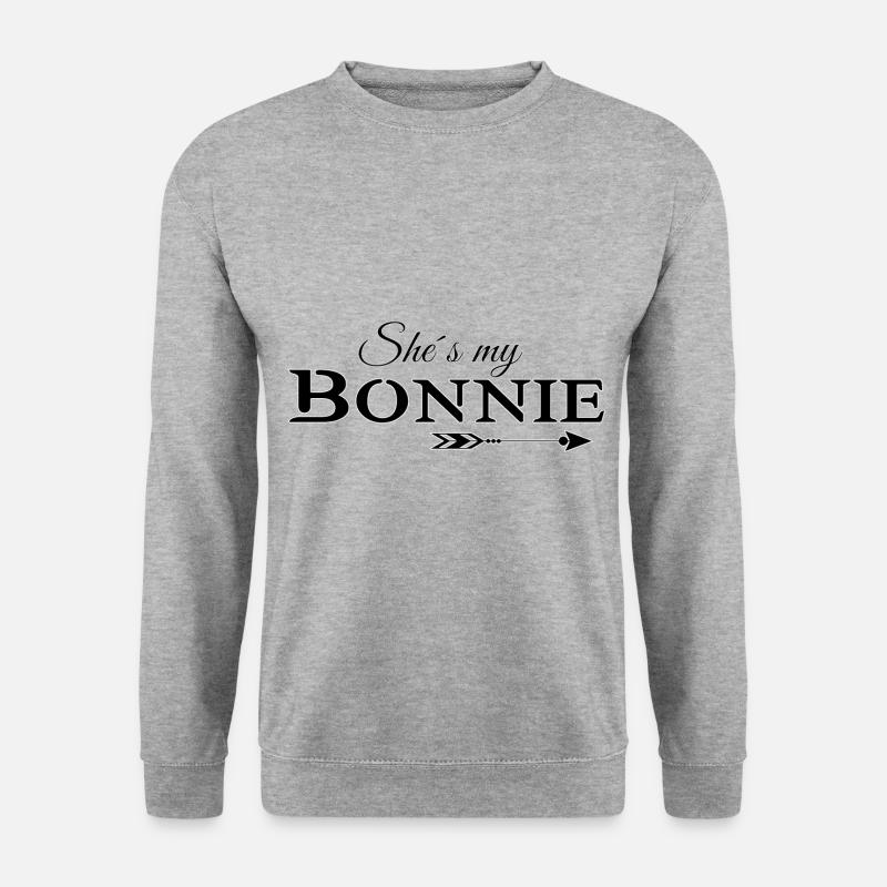 Bonnie & Clyde (part1) Partnerlook love Geschenk - Unisex Pullover - Weißgrau meliert