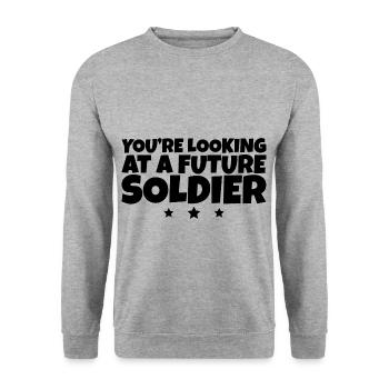 You're Looking At A Future Soldier 2 - Unisex Pullover - Weißgrau meliert - Vorne - Alina (178cm) & Michal (187cm)