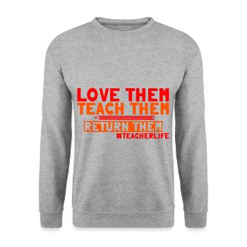 Love Them Teach Them Return Them 3 - Unisex Pullover - Weißgrau meliert - Vorne - Alina (178cm) & Michal (187cm)