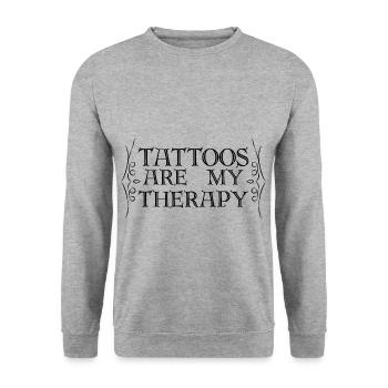 Les tatouages sont ma thérapie 8 - Sweat-shirt Unisexe - gris chiné - Devant - Alina (178cm) & Michal (187cm)