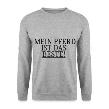 Mein Pferd ist das Beste - Unisex Pullover - Weißgrau meliert - Vorne - Alina (178cm) & Michal (187cm)