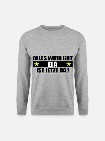 Ela Name Vorname Geburtstag - Unisex Pullover - Weißgrau meliert