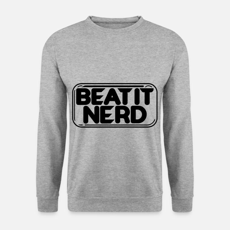 Beat it Nerd 17 - Unisex Pullover - Weißgrau meliert