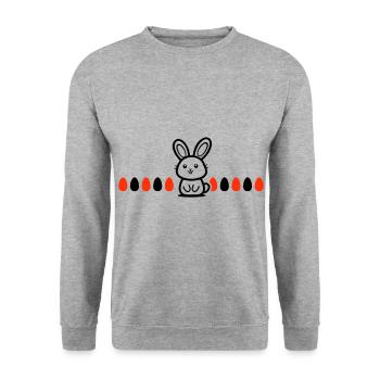 Hase Ostern - Unisex Pullover - Weißgrau meliert - Vorne - Alina (178cm) & Michal (187cm)