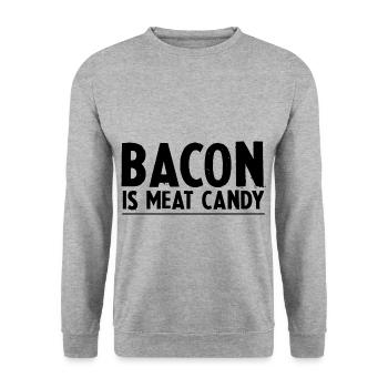 Bacon Is Meat Candy 3 - Unisex Sweatshirt - salt & pepper - Front - Alina (178cm) & Michal (187cm)