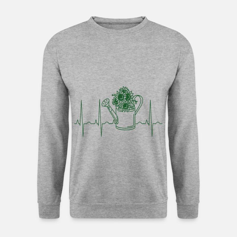 Blumen EKG, Gärtner, Gärtnerin, Herzschlag Garten - Unisex Pullover - Weißgrau meliert