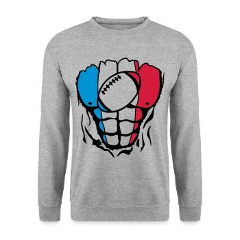 France flag rugby2 body muscle - Unisex Sweatshirt - salt & pepper - Front - Alina (178cm) & Michal (187cm)