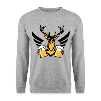 Chic Hirsch aile bière d'une chope de bière - Sweat-shirt Unisexe - gris chiné - Devant - Alina (178cm) & Michal (187cm)
