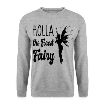 Holla the forest fairy - Unisex Pullover - Weißgrau meliert - Vorne - Alina (178cm) & Michal (187cm)