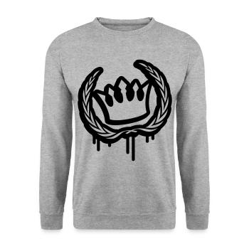 krone kranz - Unisex Pullover - Weißgrau meliert - Vorne - Alina (178cm) & Michal (187cm)