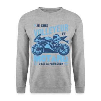 motard parfait volleyeur parfait - Sweat-shirt Unisexe - gris chiné - Devant - Alina (178cm) & Michal (187cm)
