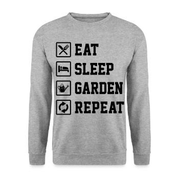 Eat Sleep Garden Repeat Gardening Gardener Horticu - Unisex Pullover - Weißgrau meliert - Vorne - Alina (178cm) & Michal (187cm)