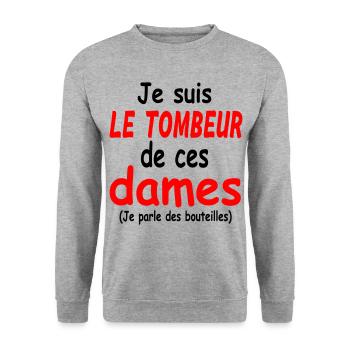 Le tombeur de ces dames tee shirt apéro - Sweat-shirt Unisexe - gris chiné - Devant - Alina (178cm) & Michal (187cm)