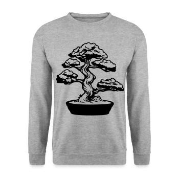 Tree Bonsai Symbol - Unisex Sweatshirt - salt & pepper - Front - Alina (178cm) & Michal (187cm)