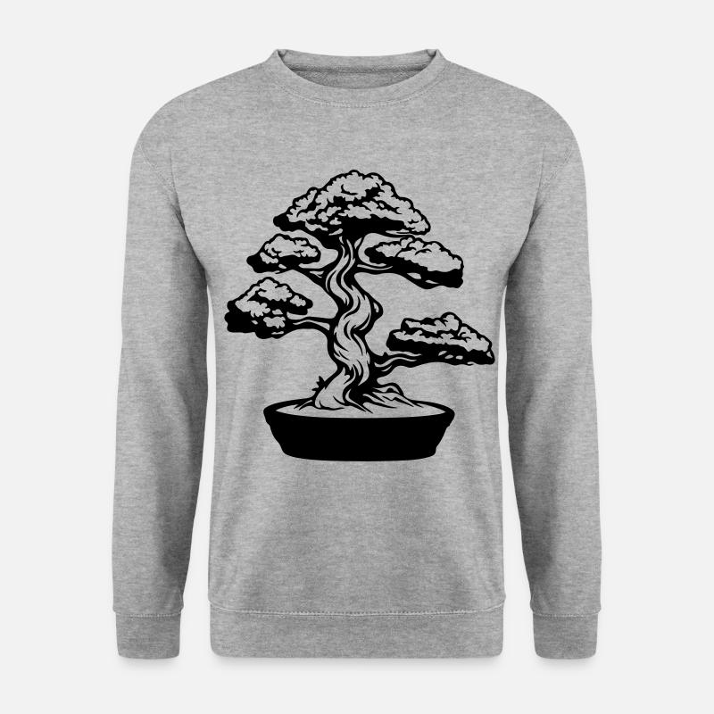 Baum Bonsai Symbol - Unisex Pullover - Weißgrau meliert