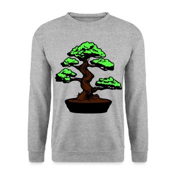 Tree Bonsai Symbol - Unisex Sweatshirt - salt & pepper - Front - Alina (178cm) & Michal (187cm)