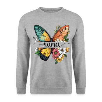 Mom Butterfly Flowers Best Mom Mother's Day - Unisex Sweatshirt - salt & pepper - Front - Alina (178cm) & Michal (187cm)