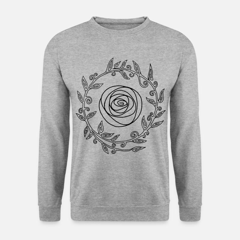 Schwarze Kronenblume - Unisex Pullover - Weißgrau meliert