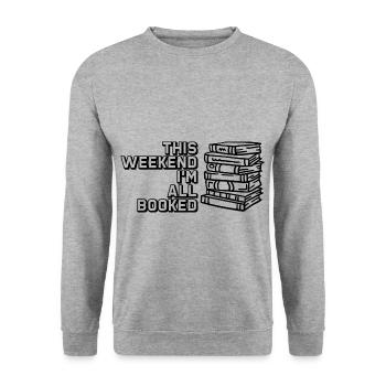 This Weekend, I'm All Booked 2 - Unisex Pullover - Weißgrau meliert - Vorne - Alina (178cm) & Michal (187cm)