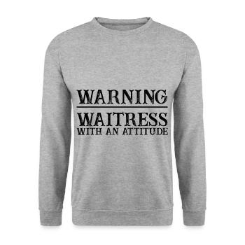 Avertissement Serveuse Avec Une Attitude 2 - Sweat-shirt Unisexe - gris chiné - Devant - Alina (178cm) & Michal (187cm)