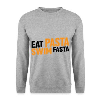 Eat Pasta Swim Fasta 16 - Unisex Pullover - Weißgrau meliert - Vorne - Alina (178cm) & Michal (187cm)