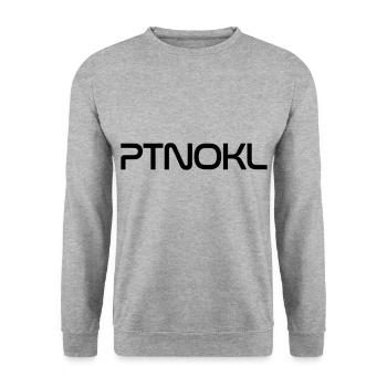 P(A)T(E)NO(N)K(E)L-Schriftzug im NASA-Schriftdesig - Unisex Pullover - Weißgrau meliert - Vorne - Alina (178cm) & Michal (187cm)