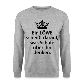 Löwe scheißt darauf was Schafe denken - Unisex Pullover - Weißgrau meliert - Vorne - Alina (178cm) & Michal (187cm)