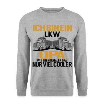 Herren LKW Opa Spricht Lastwagen Trucker - Unisex Pullover - Weißgrau meliert - Vorne - Alina (178cm) & Michal (187cm)