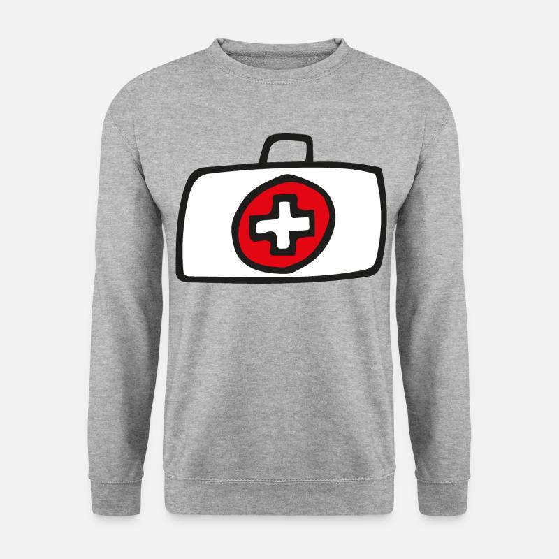 Medizin Koffer Skizze - Unisex Pullover - Weißgrau meliert
