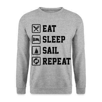 Eat Sleep Sail Repeat Sailor Skipper Captain Sailb - Unisex Pullover - Weißgrau meliert - Vorne - Alina (178cm) & Michal (187cm)