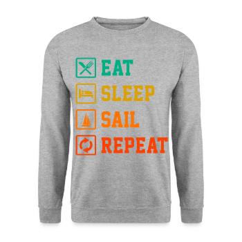 Eat Sleep Ship Repeat Sailor Skipper Captain Sailb - Unisex Pullover - Weißgrau meliert - Vorne - Alina (178cm) & Michal (187cm)
