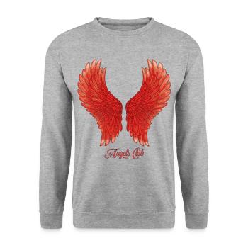 Angels Club - rot - Unisex Pullover - Weißgrau meliert - Vorne - Alina (178cm) & Michal (187cm)