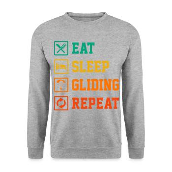 Eat Sleep Gliding Repeat Paragliding Parachute Par - Unisex Pullover - Weißgrau meliert - Vorne - Alina (178cm) & Michal (187cm)