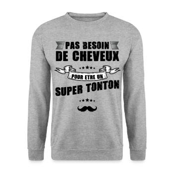 Humour Pour Mon Tonton Chauve Préféré - Sweat-shirt Unisexe - gris chiné - Devant - Alina (178cm) & Michal (187cm)